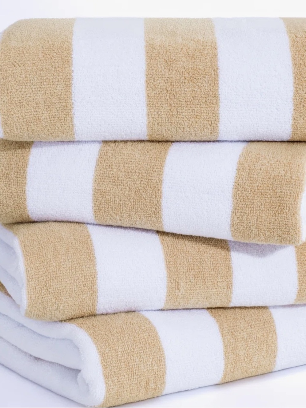 Ivory White Cabana Stripe Large Cotton Beach Towel